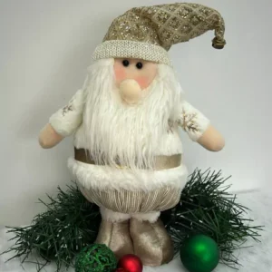 Papai Noel bege e dourado 38cm