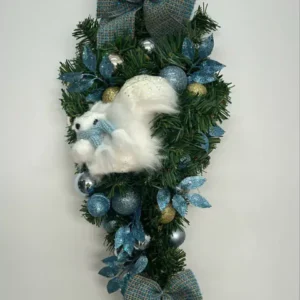 Pingente de Natal azul com esquilo 60cm