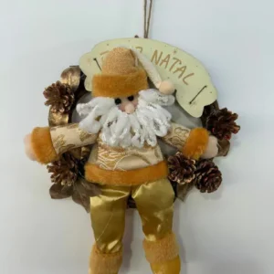 Guirlanda de Natal com Noel dourado 35cm