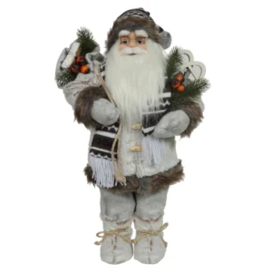 Papai Noel em pé cinza e marrom 60cm