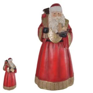 Papai Noel vermelho e dourado em resina 38,5x18cm