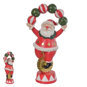 Papai Noel vermelho e verde em resina 28x15cm cm