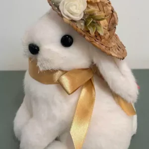 Coelho sentado pelúcia com chapéu 17cm