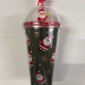 Copo natalino Noel com canudo 450ml