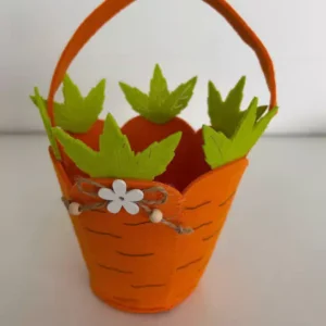 Cesta laranja de feltro 13x16cm