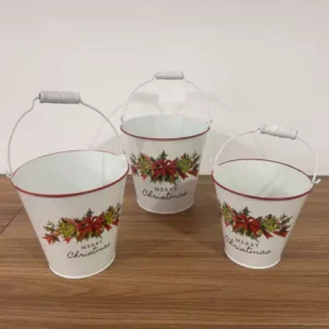 Vaso branco metal 3 pçs 12, 14 e 15cm