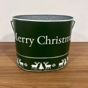 Vaso metal verde com alça 15cm