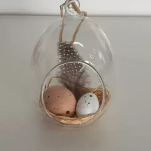 Pendente com ovos branco e rosa 11cm