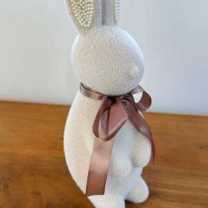 Coelho de resina bege aveludado 28x11,5cm