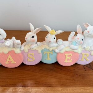 Coelhos Easter em resina 32x12cm