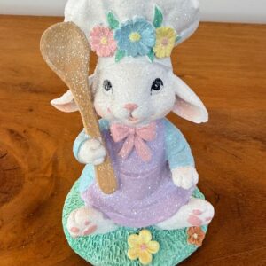 Coelha chef com colher de pau de resina 14cm