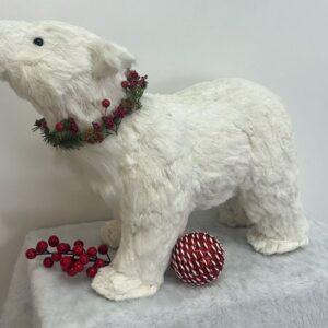 Urso branco colar de pinha 53x38cm