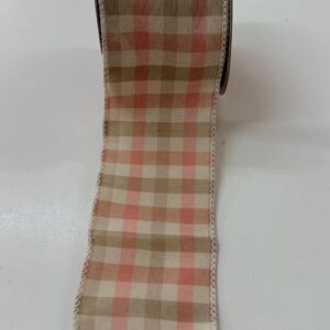 Fita aramada xadrez bege e rosa 6,3cmx9,14m